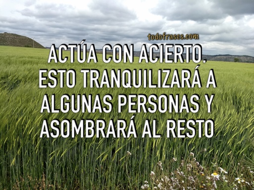 Actúa siempre con acierto. Esto tranquilizará a algunas personas y asombrará al resto