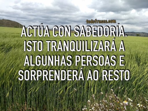 Actúa sempre con sabedoría. Isto tranquilizará a algunhas persoas e sorprenderá ao resto