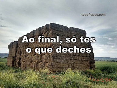 Ao final, só tes o que deches