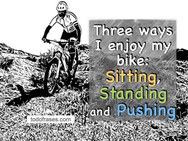 Three ways I enjoy my bike: sitting, standing and pushing