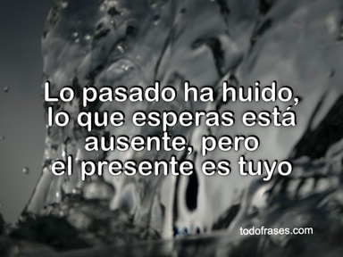 Lo pasado ha huido, lo que esperas está ausente, pero el presente es tuyo