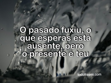 O pasado fuxiu, o que esperas está ausente, pero o presente é teu