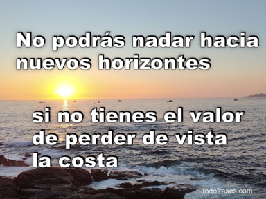 No podrás nadar hacia nuevos horizontes si no tienes el valor de perder de vista la costa