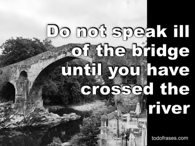 Do not speak ill of the bridge until you have crossed the river