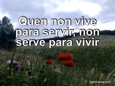 Quen non vive para servir, non serve para vivir